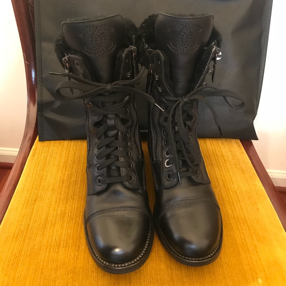 Chanel Combat Boots size 36.5 excellent condition